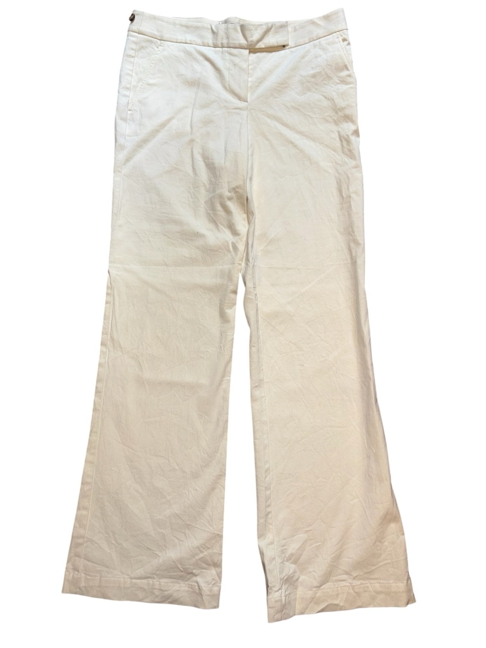 Theory brushed cotton cream flare leg pants size 10